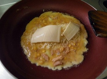 step4: 加入起司片、乳酪絲