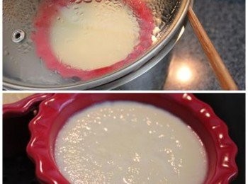 step2: 將布丁液放入容器中, 用中火蒸熟即可.