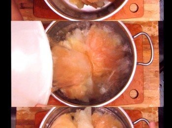 step4: 之後把壓光水份的柚皮再浸沒清水，最少浸4小時