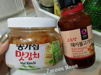 step1: （左）泡菜 （右）韓式醃肉醬