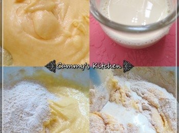 step3: 牛油和黃糖混合打至溶解；蛋分數次加入，直至完全混合。