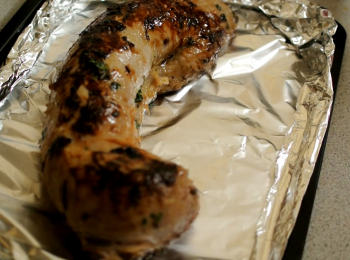 step6: 放在鋪上錫紙的焗盤，放入已預熱焗爐，用200度焗25分鐘