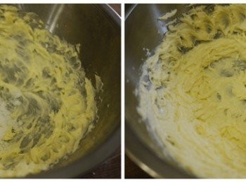 step5: 軟化後的奶油分次加入細砂糖打發.