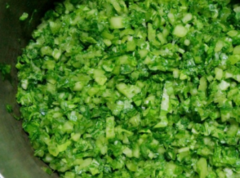 step4: 切碎，然後入盆中，放少許鹽，將多餘的水份醃出。