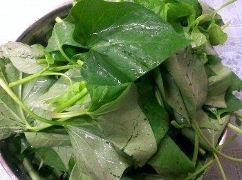 step1: 地瓜葉清洗去除老梗