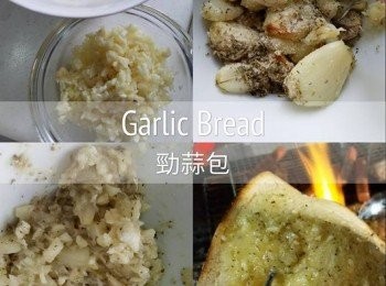 step2: 圖1. 另外一個蒜頭切茸.
圖2. 焗完嘅蒜頭用义，拿出蒜肉。同蒜茸混合。
圖3. 加入雞粉，香草，牛油拌勻。