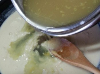 step6: 加入雞湯拌勻