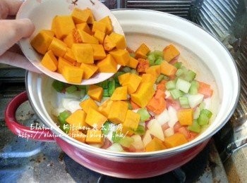 step5: 西芹粒 , 甘旬粒 , 南瓜粒拌勻