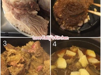 step1: 牛坑腩先飛水，切件備用；