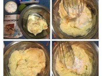 step1: <span class="group_1">內餡</span>：馬斯卡澎放在容器中輕輕的略微打散，加入鮮奶油輕拌到完全吸收，放入糖粉和檸檬汁拌勻，即可裝入擠花袋後放入冰箱冷藏備用。