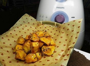 step8: 好吃的拔絲地瓜就完成囉!!!