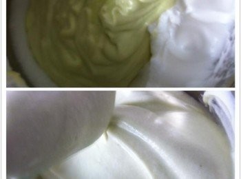 step4: 取出8吋活動方形模型加入烘焙紙墊底，底部包上錫箔紙，把麵糊倒入。輕輕在桌上敲幾下，即可送進預熱好的烤箱。