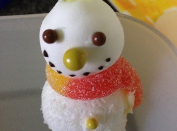 step3: 最後用黑朱古力畫上咀待所有黏合的朱古力漿凝固便可以插上蛋糕上