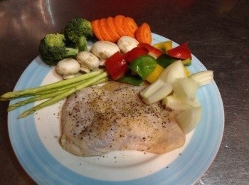 step1: 將材料備好，雞腿用香料抹在雞皮面