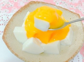 step2: 切成粒狀好似豆腐花！