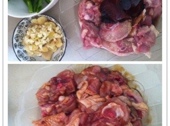 step1: 1將雞腿洗淨剁塊，加入所有<span class="group_1">食材</span>，充分的攪拌均勻待用。