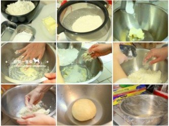 step5: <span class="group_2">油皮</span>中筋麵粉用濾網過篩。將糖粉加入已軟化的無鹽奶油中混合均勻。