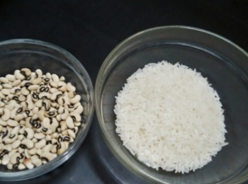 step1: 準備所需的材料，眉豆、大米、薑。