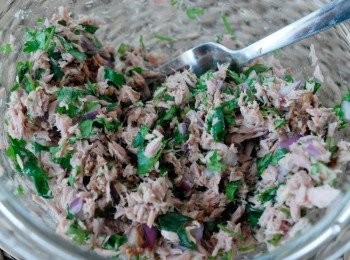 step2: 將所有材料和調味料放入大碗內，拌勻