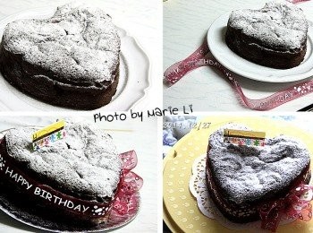 step12: 蛋糕表面的裂痕是最美的紋身
只要灑上防潮糖粉，綁上一條緞帶
簡約、典雅，是不是很漂亮呢？ ^皿^

這款蛋糕是採用戚風的作法
口感上則是帶著《磅蛋糕》的簡單美味。