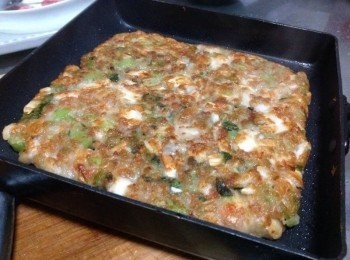 step3: 將麵糊倒入不沾鍋煎至兩面金黃