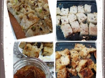 step1: 先將蘿蔔糕切大件. 
煎香四面，盛起. 
熱鑊下 XO 醬，爆香；蘿蔔糕回鑊，兜勻，下蔥花，攪掂晒