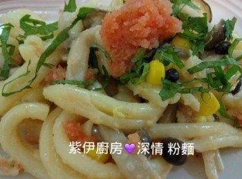step5: 上碟, 伴上餘下明太子, 大葉絲.. 慢慢享用..