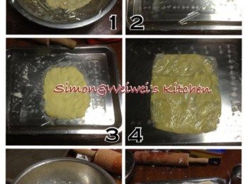 step1: 麵團材料依序加入缸裡（先不要加入最後兩項的奶油和牛奶），使麵團混合均勻並變得柔軟。蓋上保鮮膜，「放溫暖處發酵」* 30分鐘。