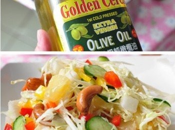 step3: 將所有蔬果均勻拌入少許的橄欖油