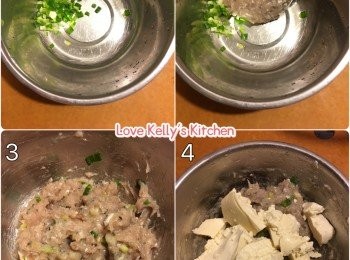 step1: 蔥切粒後加入魚肉撈均，落<span class="group_2">調味料</span>再撈均；