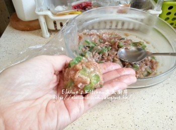 step6: 取出用手搓圓放入鑊中壓平