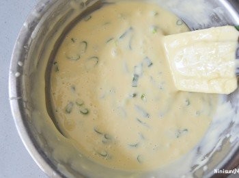 step4: 再加入一小搓鹽、適量蔥攪拌均勻