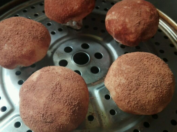 step7: 蒸鍋裡提前放足夠蒸的水，放穩，蓋蓋，醒半個小時，再大火蒸25分鐘，然後隔5分鐘后再出鍋。