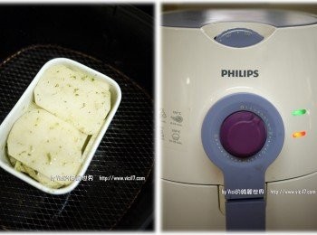 step3: 3 接著放入耐烤器皿中，氣炸 180度10分鐘