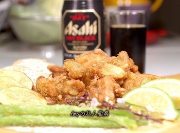 step7: 美味的炸雞塊+啤酒,太好吃啦!