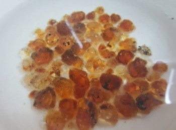 step2: 將紅豆及桃膠分別用清水浸過夜，備用。