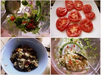 step1: 首先把洋蔥切成丁（末），然後用冰水冰鎮（貝蒂家中沒有預備冰水，所以我的做法是把整碗洋蔥＋水放入冷凍庫冰起來）