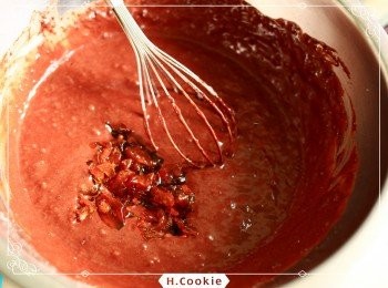 step4: 再倒入已切好備用的金桔丁均勻攪拌