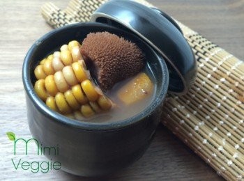 step4: 5) 將所有材料加水煲，約 1 － 1 ½ 小時，再加少許鹽調味即成﹗