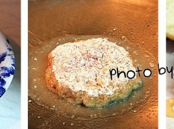 step7: 也曾經，使用剩下的水煎包餡料
捏糰壓扁後沾上木糬粉油煎至兩面酥脆
就成了清爽不膩的漢堡肉了唷！！