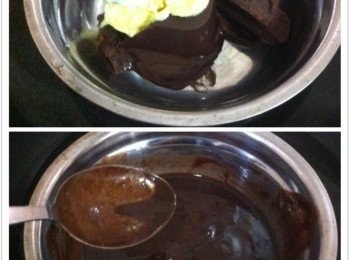 step2: 將材料A，牛油和巧克力隔水煮溶待用
