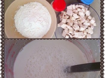 step1: 取出鍋加入2大匙食油，爆香小蔥片盛起待用。