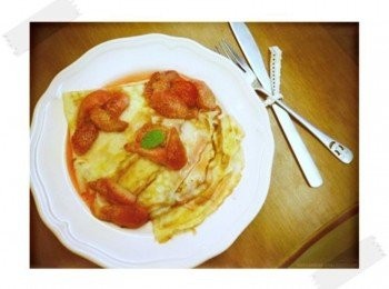 step8: 大人版的草莓火焰薄餅登場^^ 可愛又夢幻的薄餅~~