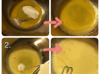 step1: 先將糖和蛋黃打均 (圖1.)
