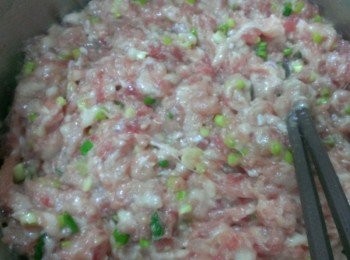 step2: 同方向攪拌均勻至肉有黏性~先放入冷涷庫30分鐘~會比較好包~