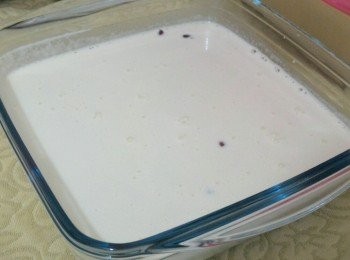 step4: 倒入器皿內待凉後冷藏約4小時至凝固，最後灑上椰絲便可。(可浸一會兒熱水便輕易把奶凍脫離器皿)