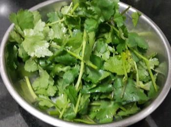 step2: 芫茜清洗後切段備用