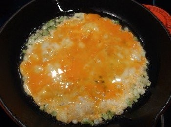 step9: 倒入打散的蛋汁。