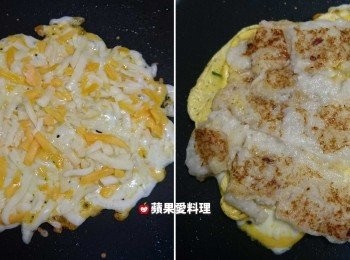 step8: 乳酪絲半融化時，舖上步驟6。