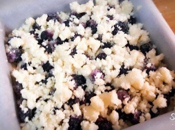 step10: 把酥粒均勻灑到藍莓上